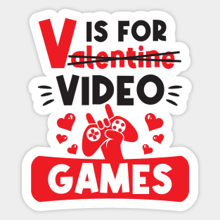 V Is For Video Game - Valentine Day Sticker